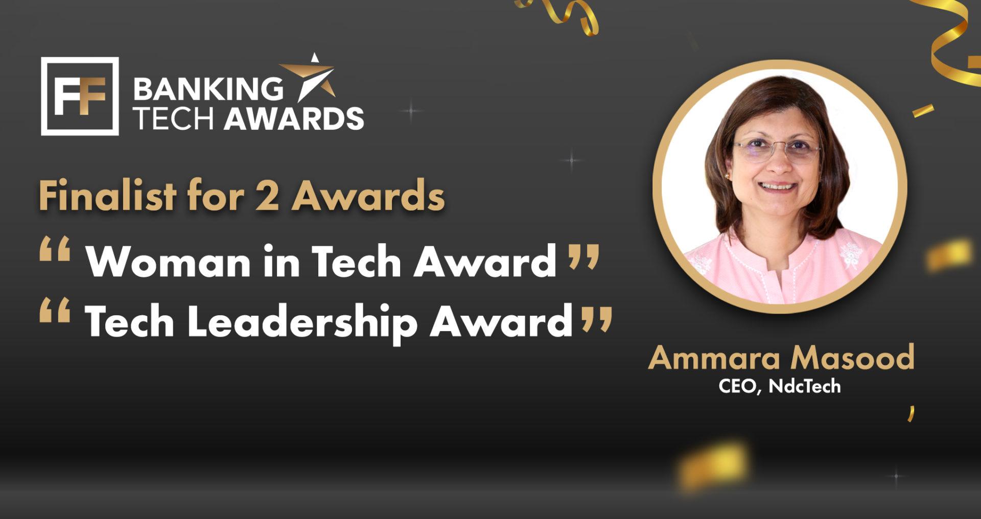 Ammara Masood as a Finalist at the Global Banking Tech Award 2022